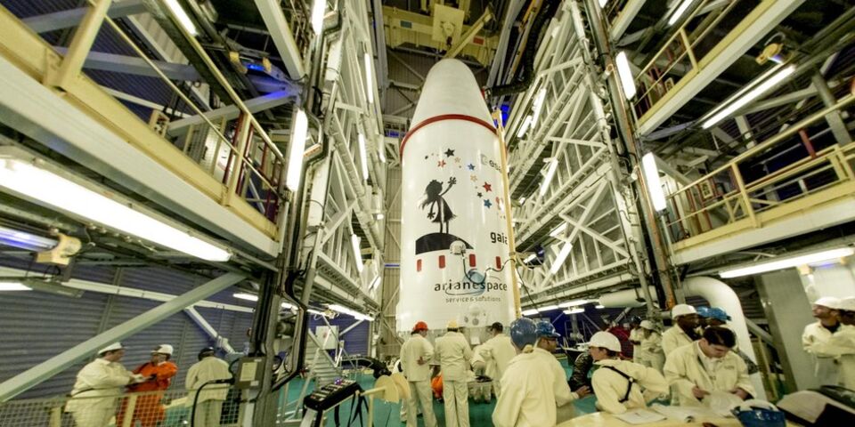 De satelliet Gaia, klaar voor lancering in Kourou in Frans Guyana. Foto | ESA