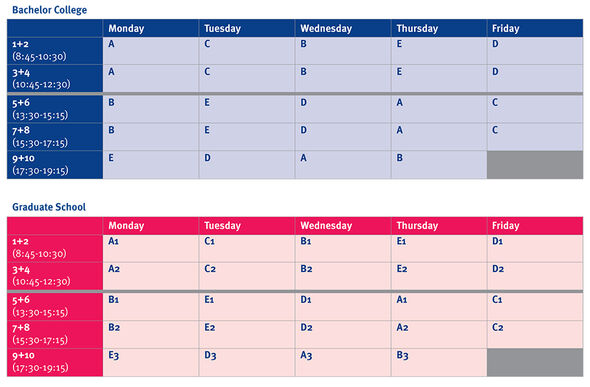 The newest timetable. Source | Education and student affairs. The newest timetable. Source | Education and student affairs.