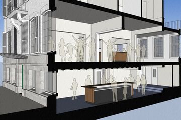 Impressie van begane grond en eerste verdieping. Illustratie | Beelen CS Architecten