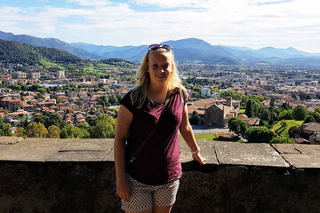 Uitzicht over Bergamo vanuit het oude stadgedeelte città alta.