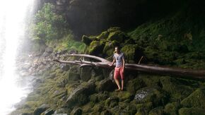 Simon Riezebos at the Rainbow Falls. Simon Riezebos at the Rainbow Falls.