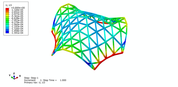 Een rendering van de gridshell. Een rendering van de gridshell.