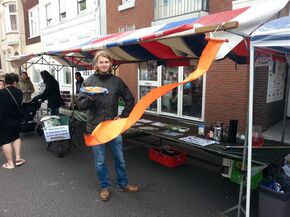 Martijn Holleman in actie op Koningsdag. Martijn Holleman in actie op Koningsdag.