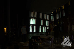 Impressie van lichtinstallatie 'Shift', te zien tijdens GLOW. lichtinstallatie shift glow tu/e