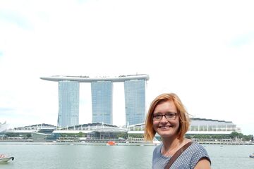 Voor het Marina Bay Sands hotel.