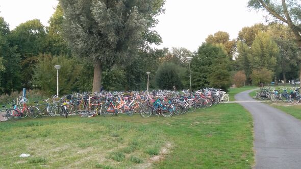 Ook bij het bruggetje naar de tennisvelden komen meer fietsenrekken. Foto | Norbine Schalij Ook bij het bruggetje naar de tennisvelden komen meer fietsenrekken. Foto | Norbine Schalij