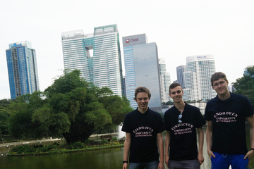 Koen Wolters, Stefan van der Linden en Björn Dullemond in Kuala Lumpur.