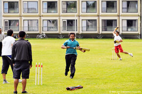 A game of cricket on campus. Foto | Bart van Overbeeke A game of cricket on campus. Foto | Bart van Overbeeke