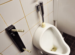 De restanten van het vernielde toiletschot. De restanten van het vernielde toiletschot.