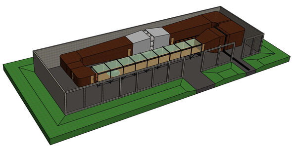 Ontwerpschets van de windtunnel. Ontwerpschets van de windtunnel.